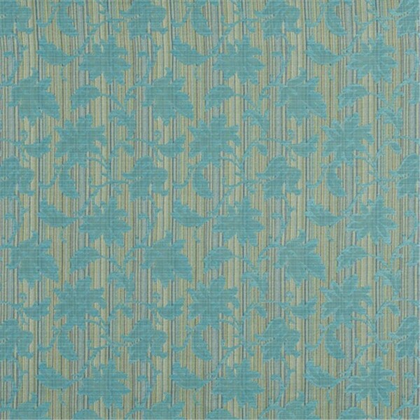 Designer Fabrics 54 in. Wide Turquoise And Green Embroidered Floral Stripe Upholstery Jacquard Fabric K0040G - main